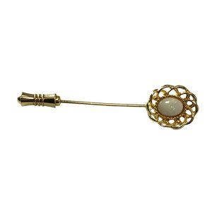 Vintage Gold Tone Filagree and Opal Stick Pin